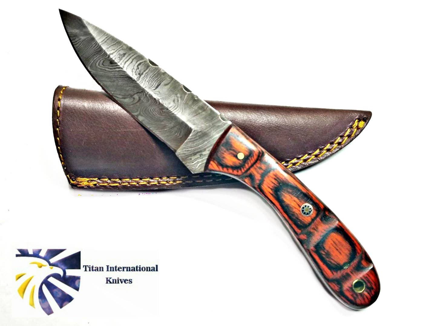 Titan International Titan International - HAND FORGED KNIFE, DAMASCUS KNIFE, DROP- STYLE BLADE, Rosewood SCALES HUNTING KNIFE BY TITAN TD-180