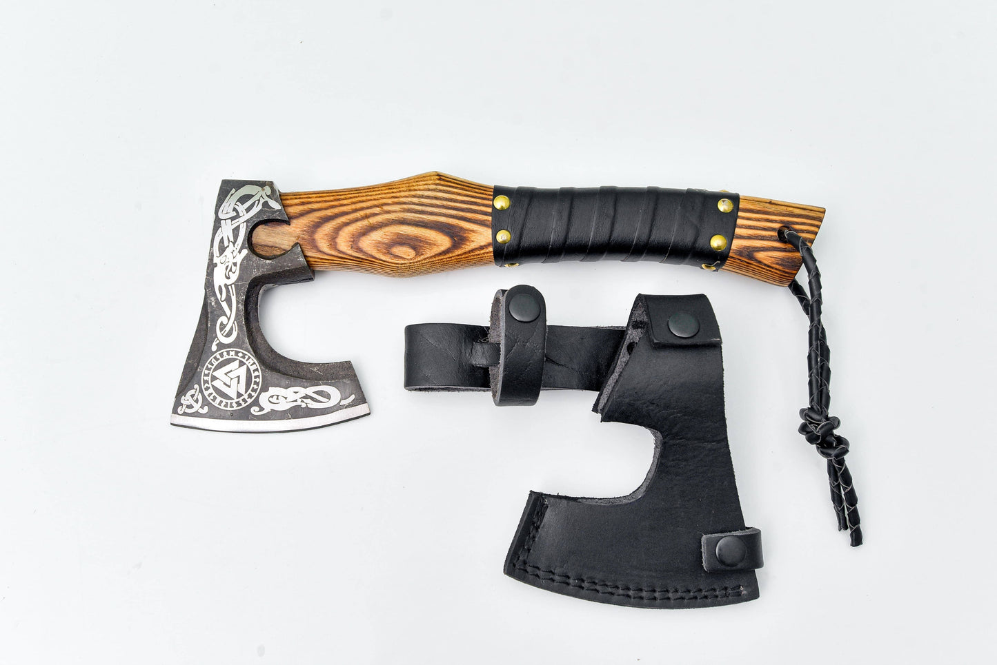 Titan International Titan International - Small Bearded Axe | Hand-Forged Viking Axe with Wooden Handle & Leather Sheath | Camping, Bushcraft & Collectible Axe