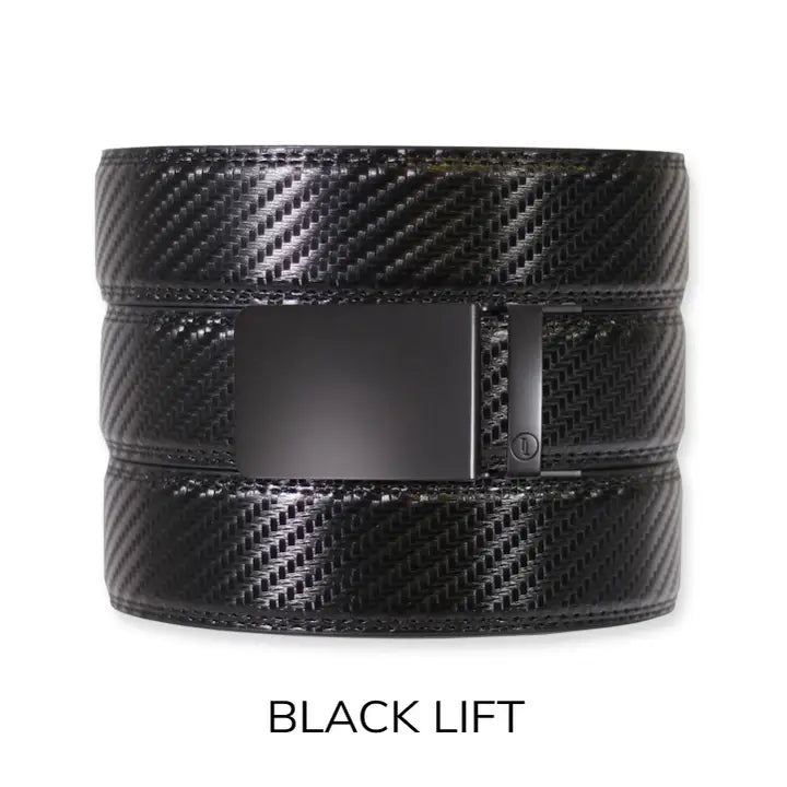 Tough Apparel Ratchet Belt Black Carbon Leather Ratchet Belt w/Black Lift Buckle