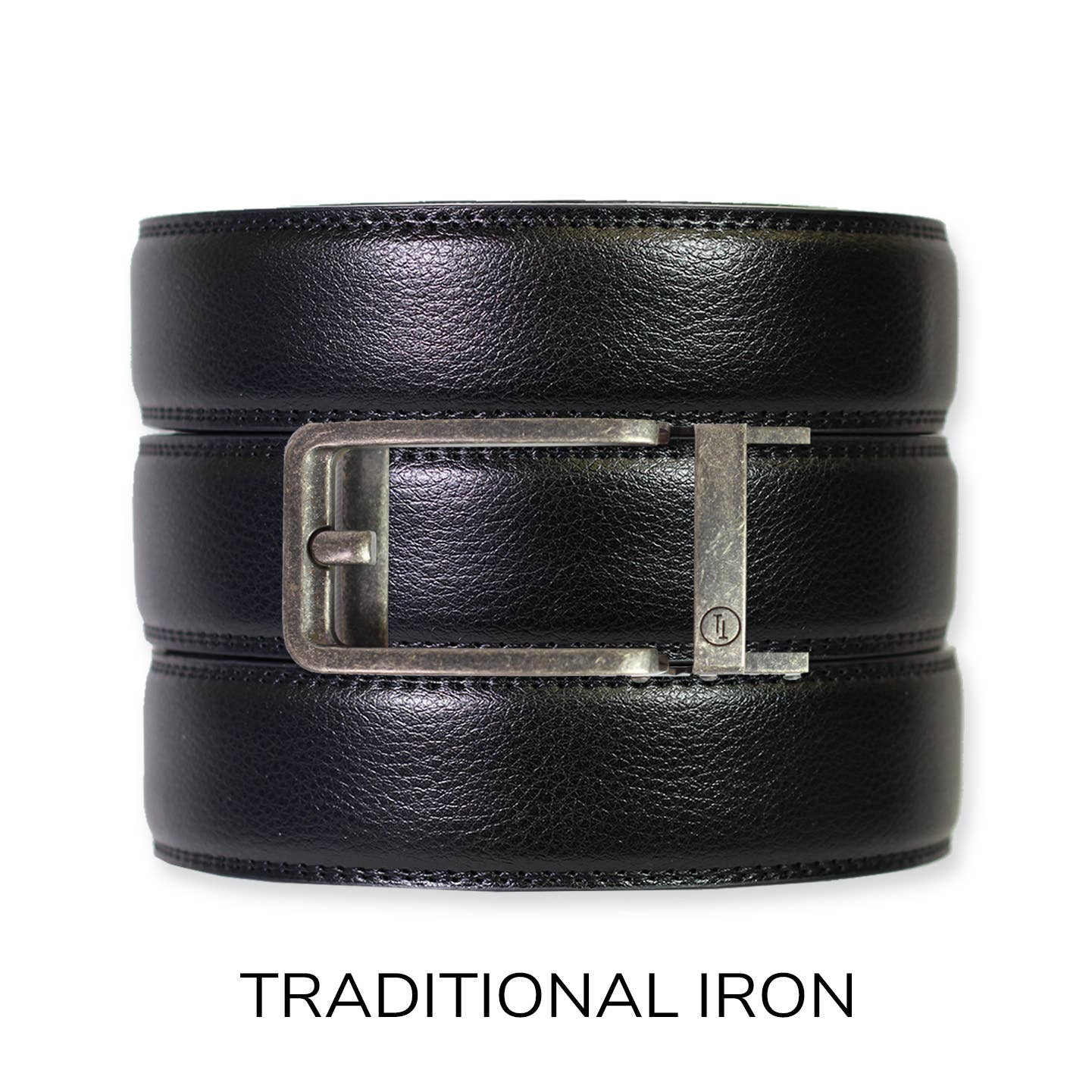 Tough Apparel Tough Apparel - Black Leather Ratchet Belt & Buckle Set: Traditional Iron