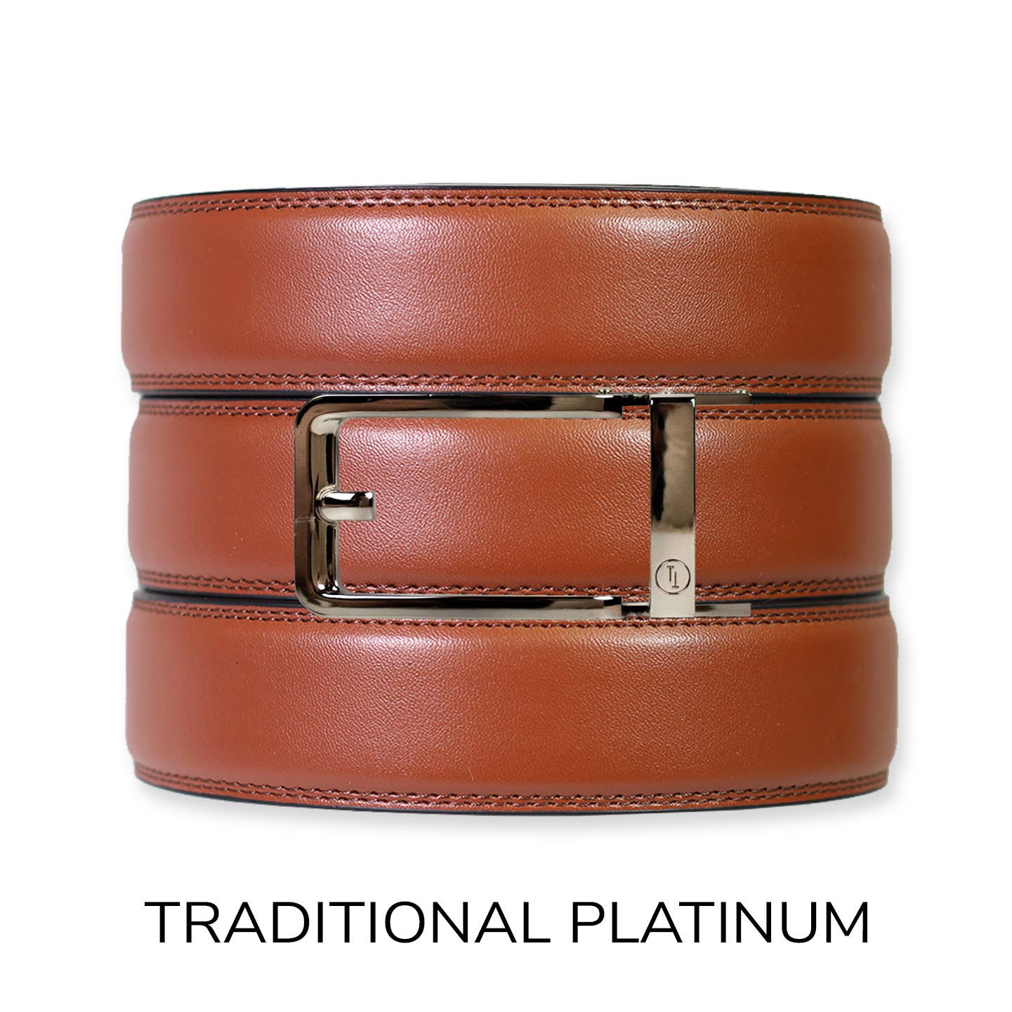 Tough Apparel Tough Apparel - Chili Brown Leather Ratchet Belt & Buckle Set: Traditional Platinum