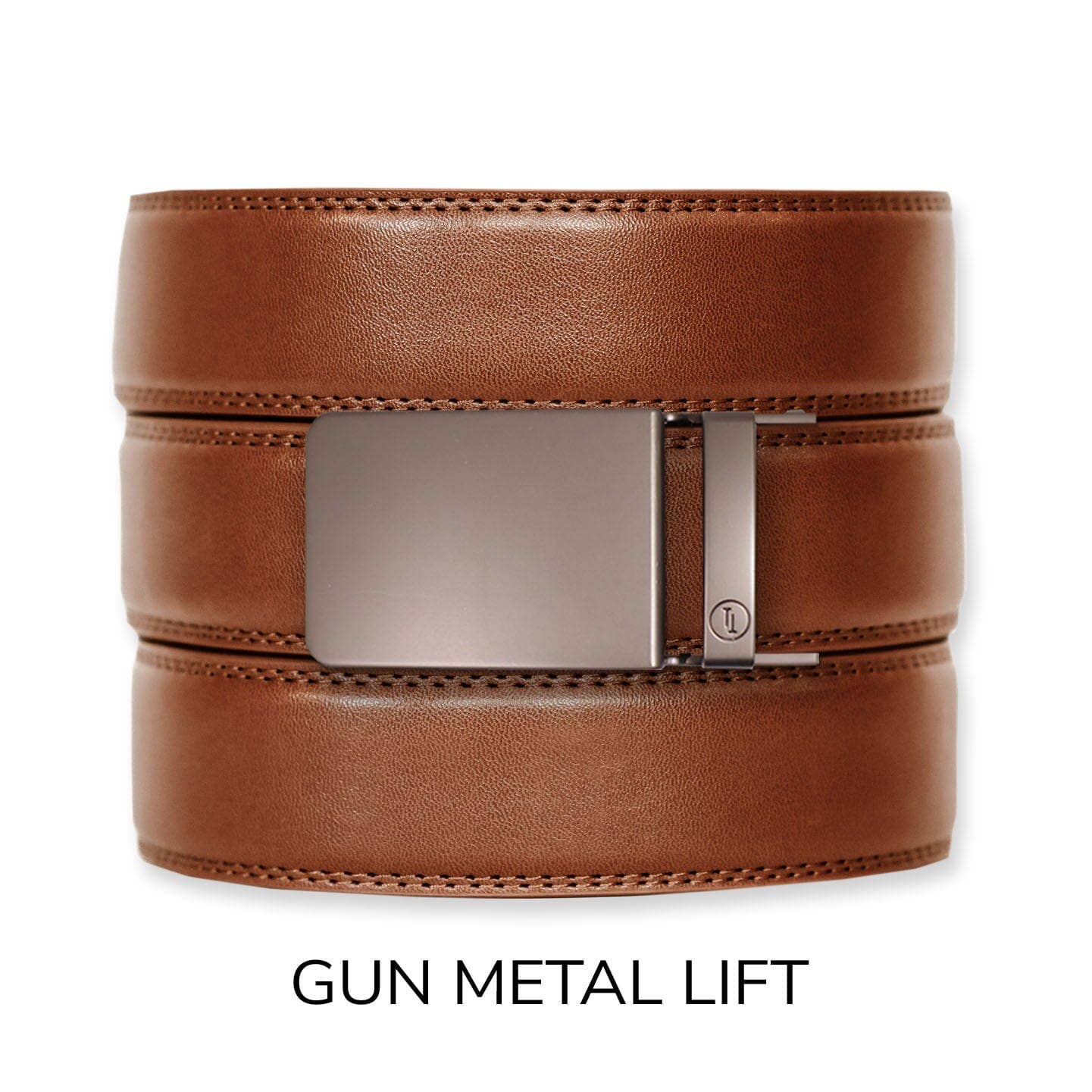 Tough Apparel Tough Apparel - Cognac Leather Ratchet Belt & Buckle Set: Gun Metal / XL (Pant size 60 and below)