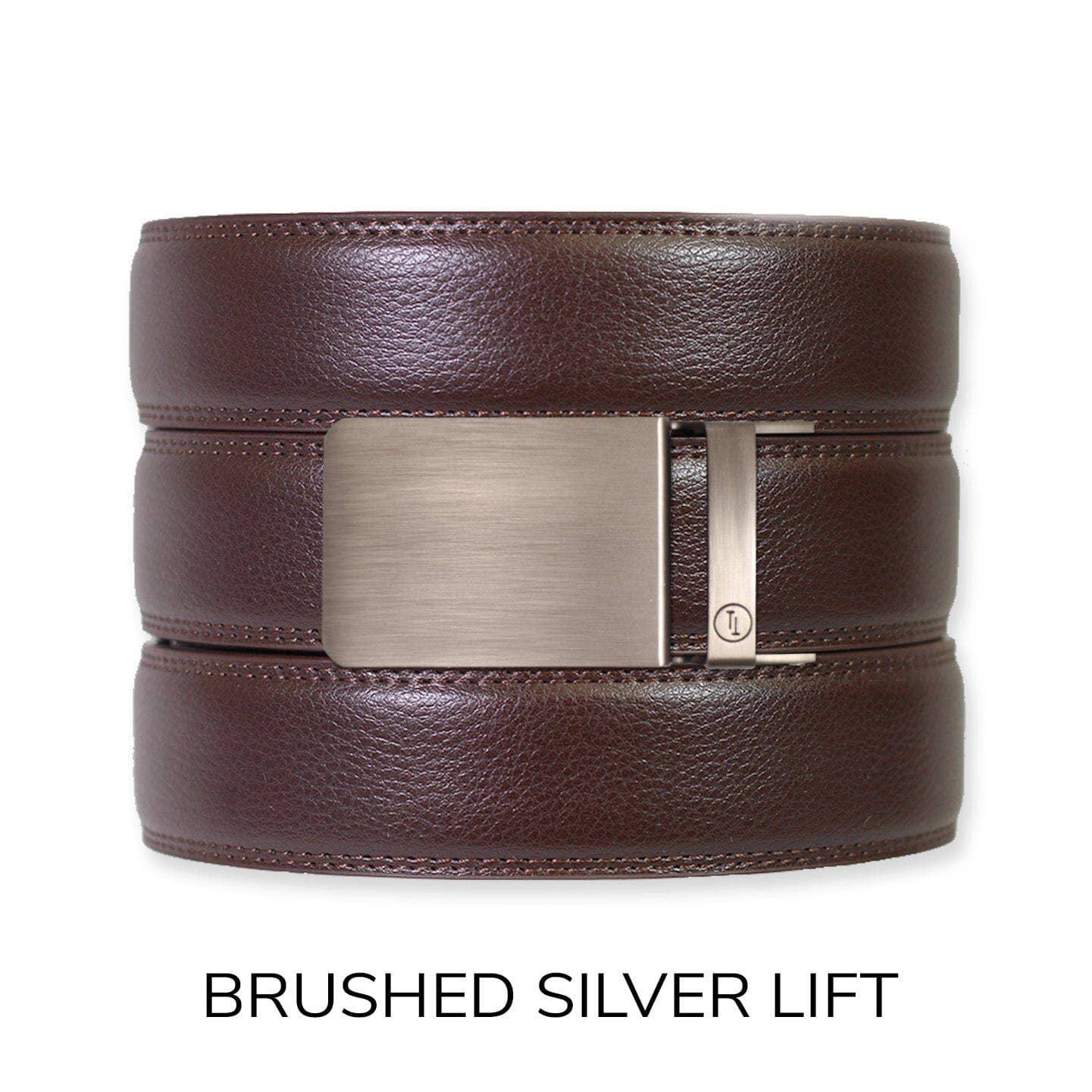 Tough Apparel Tough Apparel - Espresso Leather Rachet Belt & Buckle Set: Brushed Silver