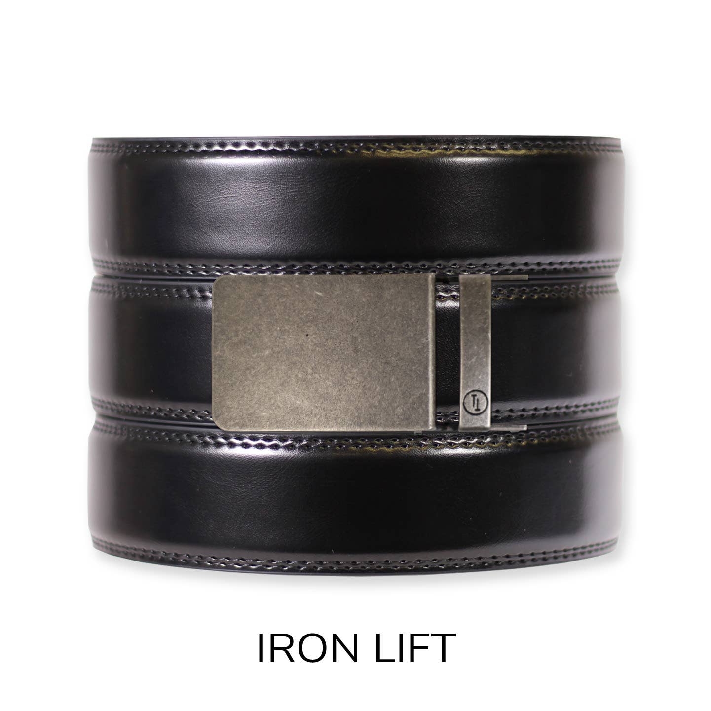 Tough Apparel Tough Apparel - Gloss Black Leather Ratchet Belt & Buckle Set: Iron