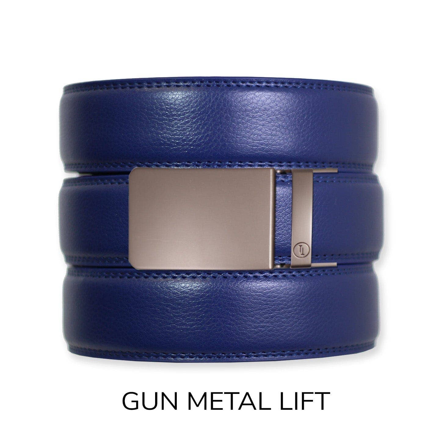 Tough Apparel Tough Apparel - Navy Leather Ratchet Belt & Buckle Set: Gun Metal / XL (Pant size 60 and below)