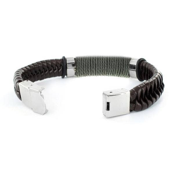 West Coast Jewelry West Coast Jewelry - Colored Twine Woven Black Leather Bracelet