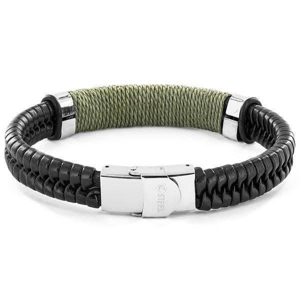 West Coast Jewelry West Coast Jewelry - Colored Twine Woven Black Leather Bracelet