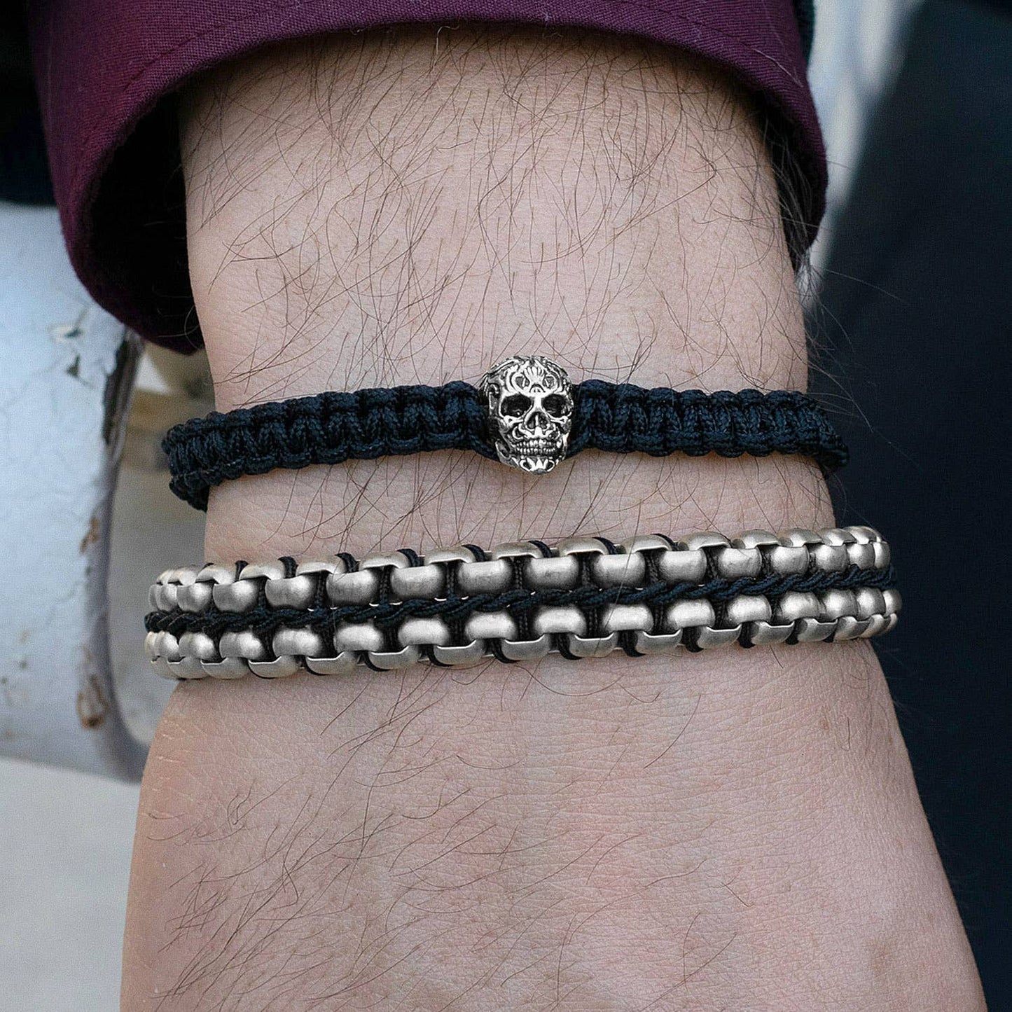 West Coast Jewelry West Coast Jewelry - Crucible Skull Nylon Rope Cord Adjustable Bracelet