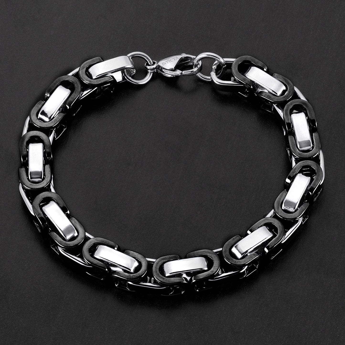 West Coast Jewelry West Coast Jewelry - Invicta Jewelry Byzantine Chain Steel Bracelet (8mm) - 8.75": Black