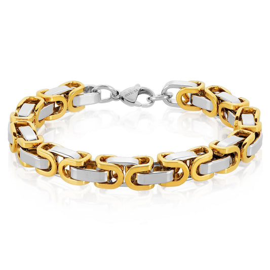 West Coast Jewelry West Coast Jewelry - Invicta Jewelry Byzantine Chain Steel Bracelet (8mm) - 8.75": Gold