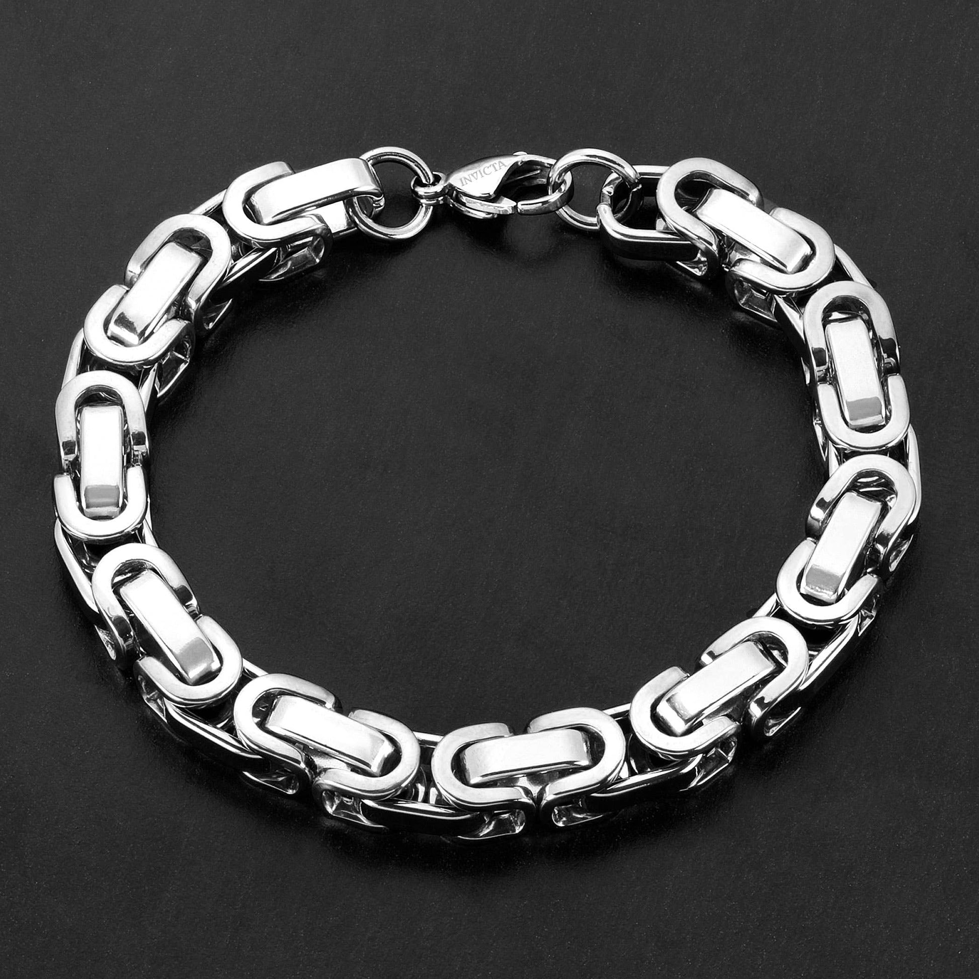 West Coast Jewelry West Coast Jewelry - Invicta Jewelry Byzantine Chain Steel Bracelet (8mm) - 8.75": Silver