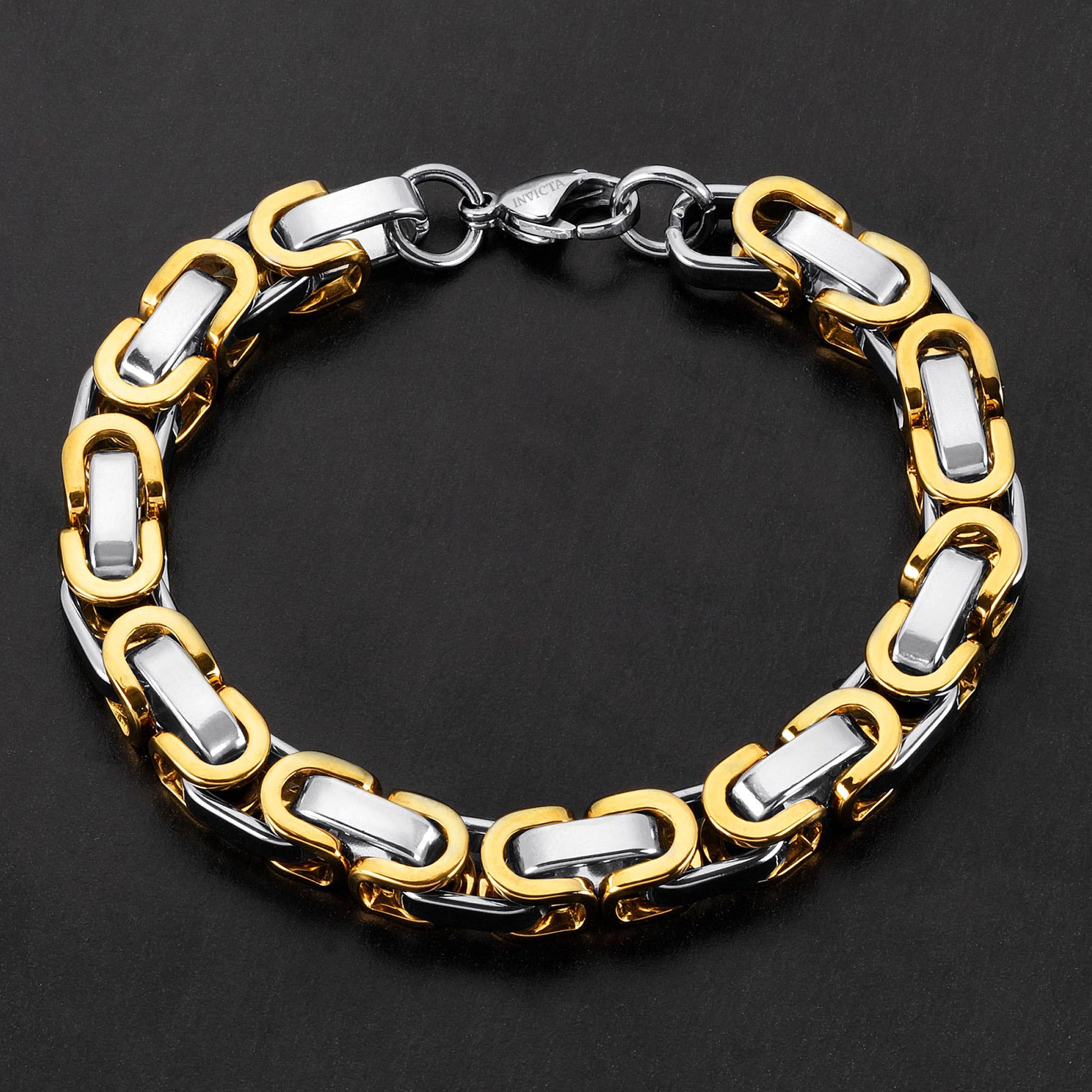 West Coast Jewelry West Coast Jewelry - Invicta Jewelry Byzantine Chain Steel Bracelet (8mm) - 8.75": Silver