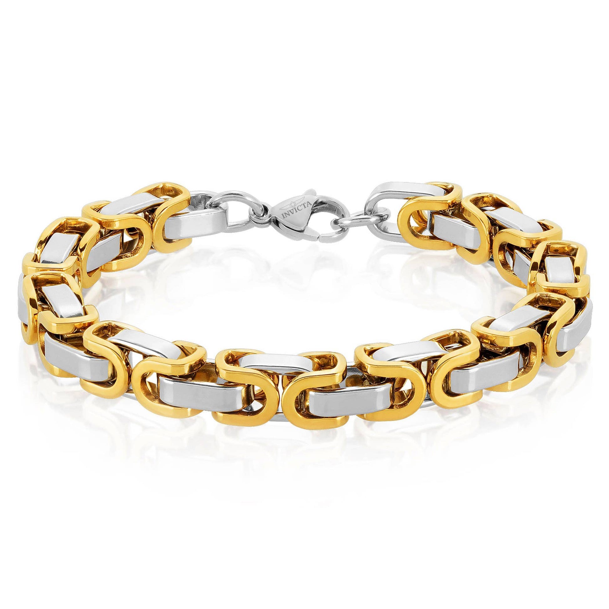 West Coast Jewelry West Coast Jewelry - Invicta Jewelry Byzantine Chain Steel Bracelet (8mm) - 8.75": Silver