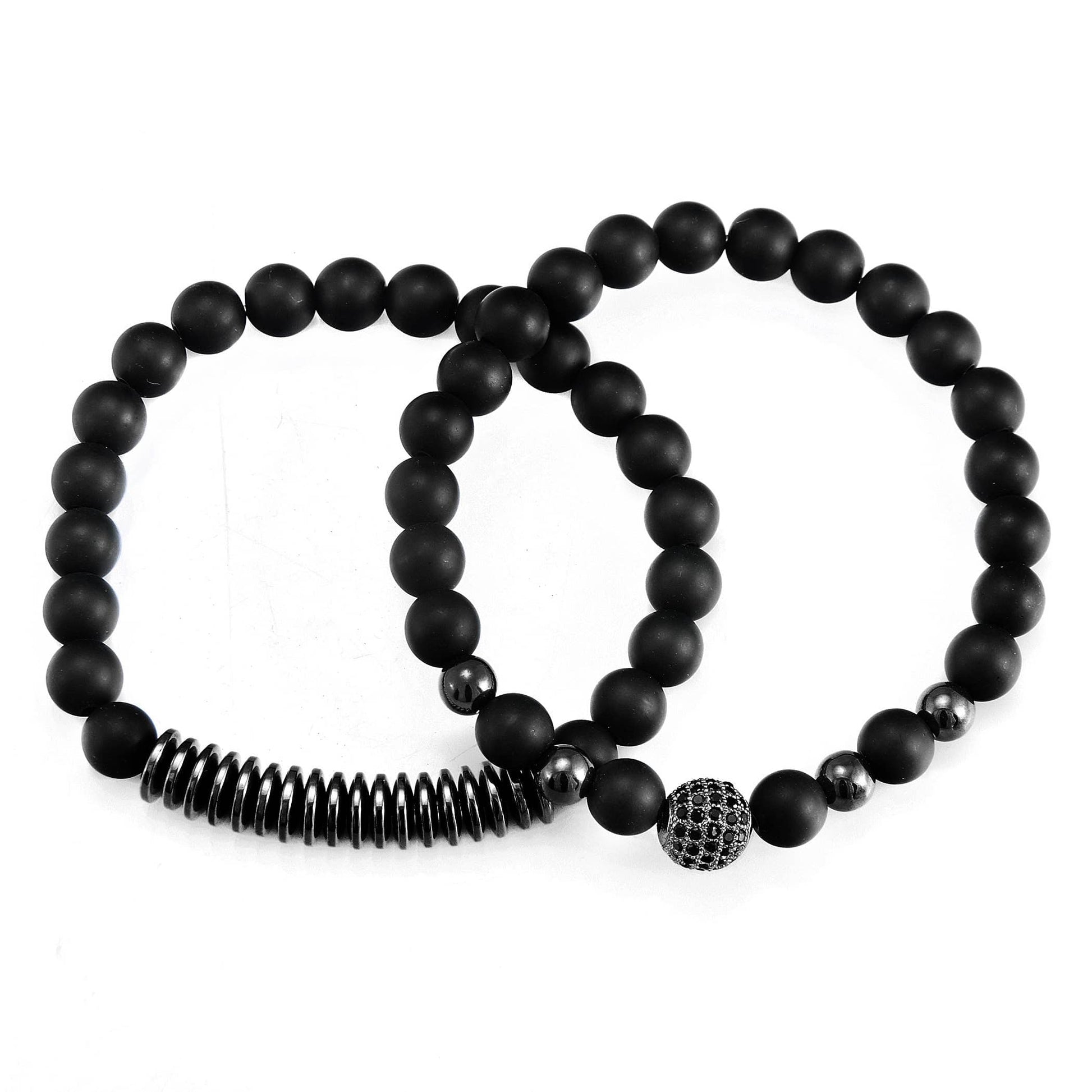 West Coast Jewelry West Coast Jewelry - Matte Agate and Hematite Beaded Bracelet Set