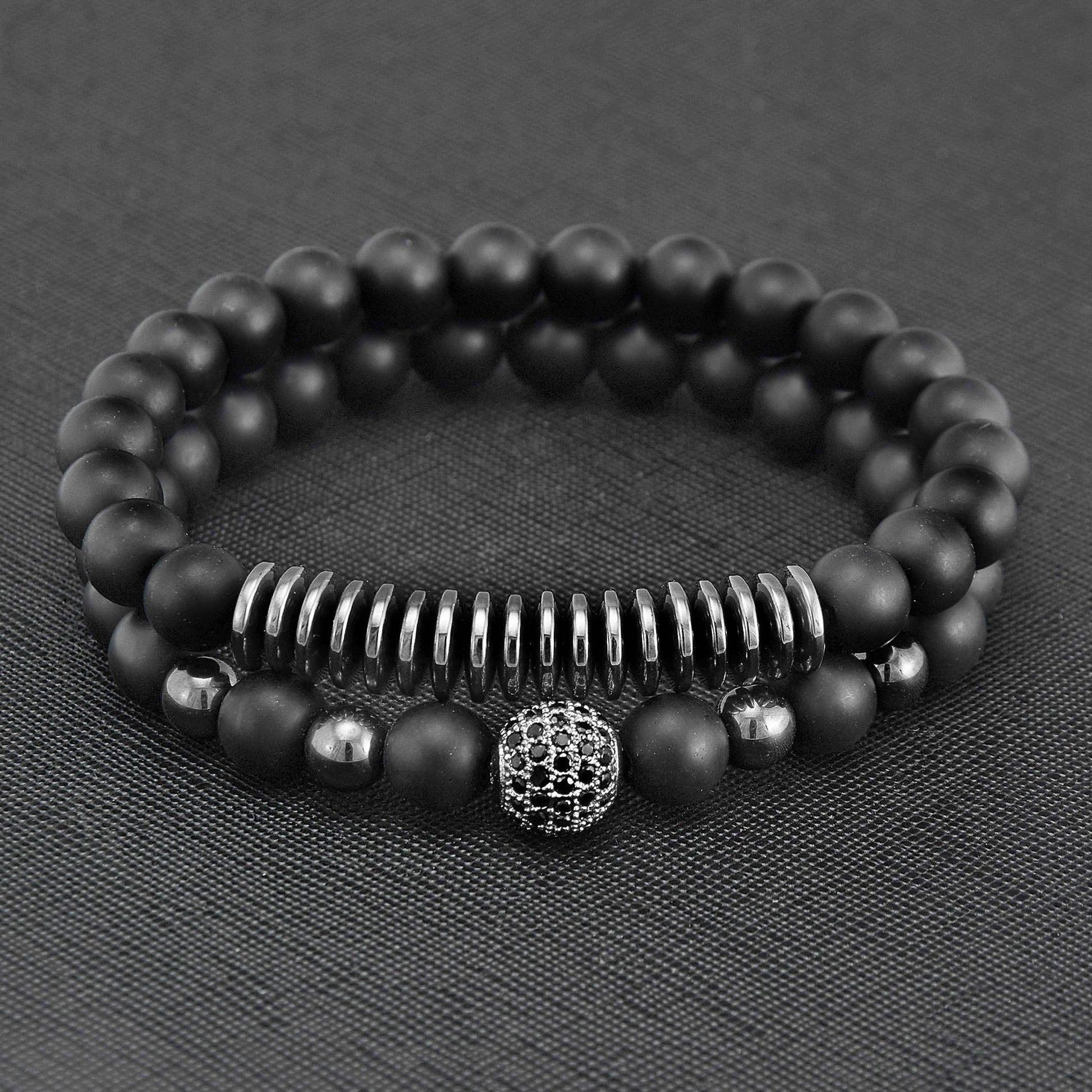 West Coast Jewelry West Coast Jewelry - Matte Agate and Hematite Beaded Bracelet Set