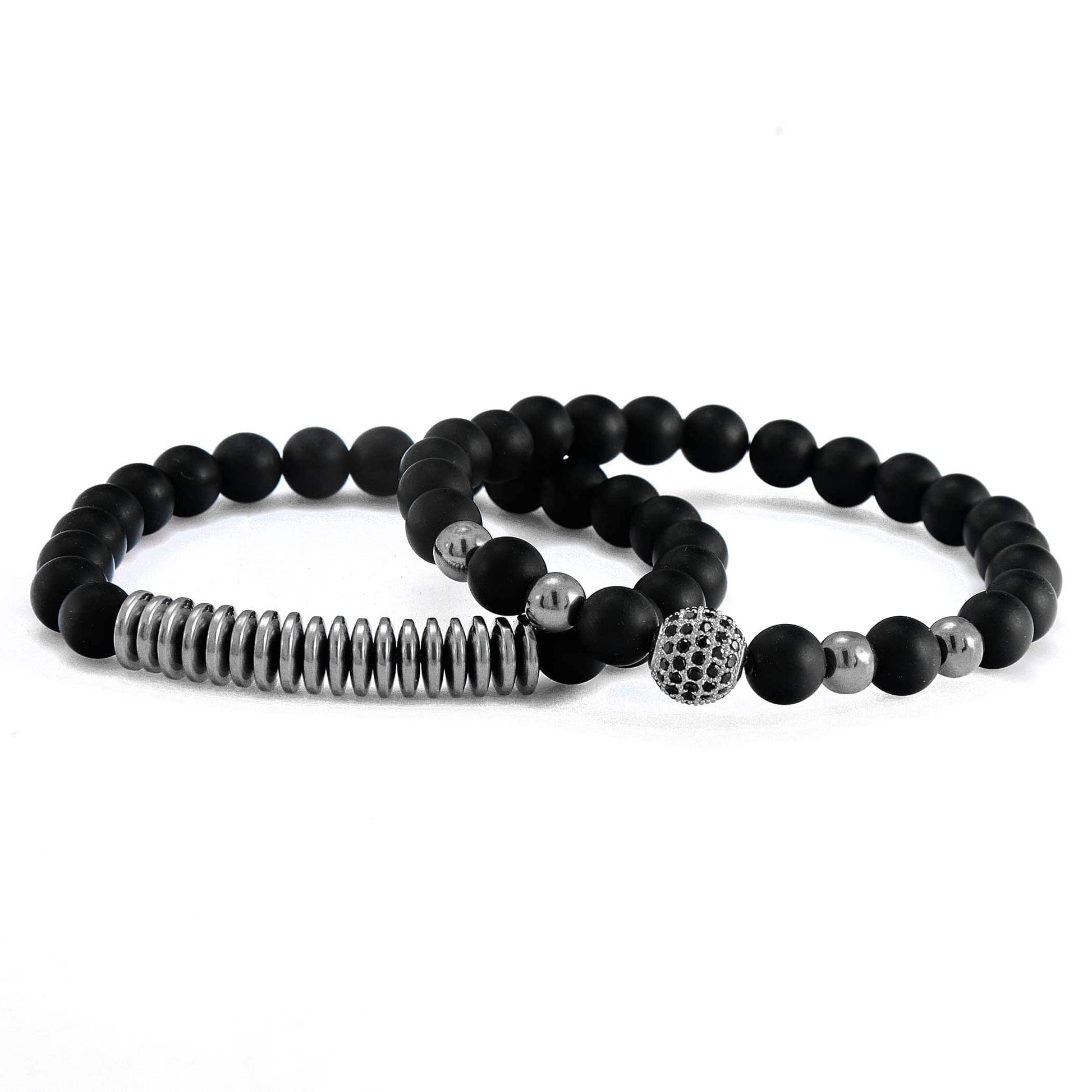 West Coast Jewelry West Coast Jewelry - Matte Agate and Hematite Beaded Bracelet Set