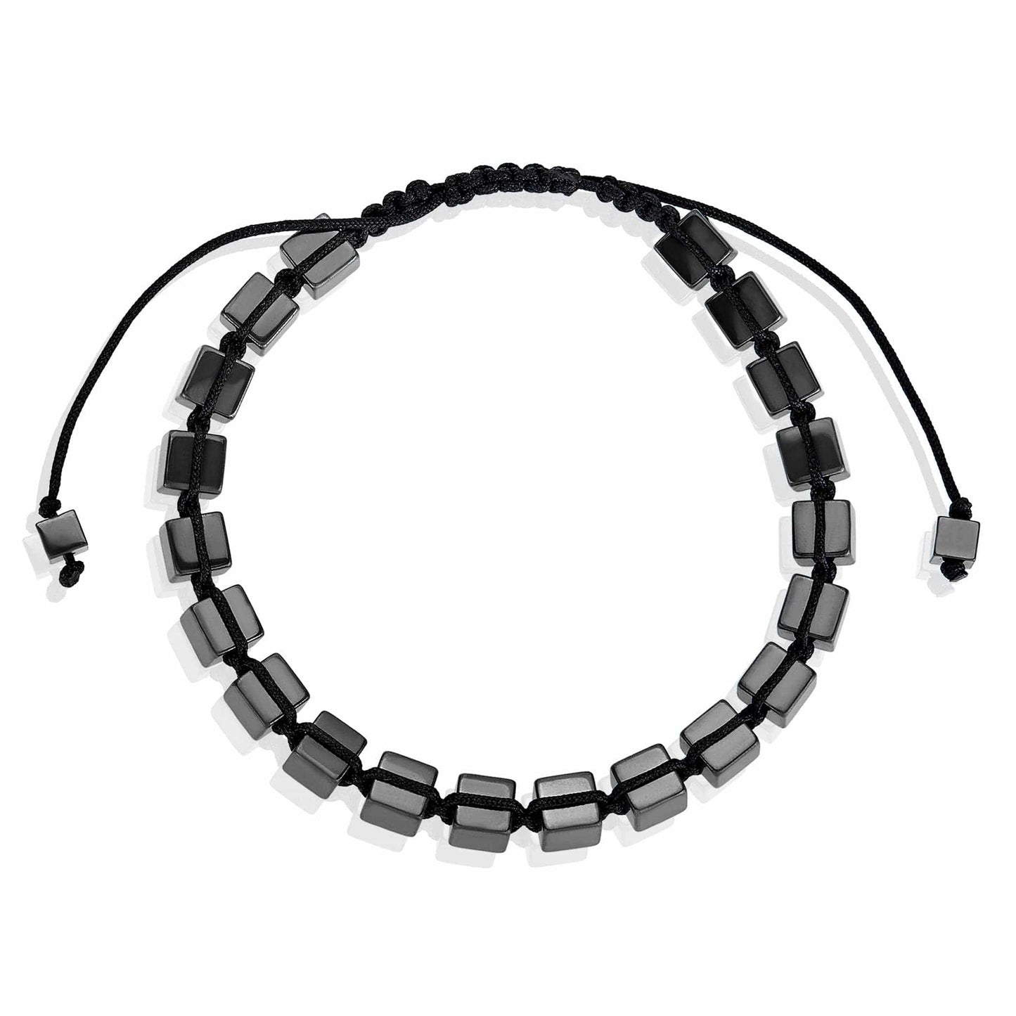 West Coast Jewelry West Coast Jewelry - Medium Hematite Cube Stone Adjustable Bracelet - 6mm