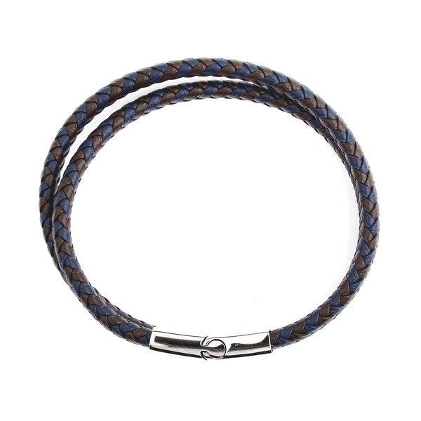 West Coast Jewelry West Coast Jewelry - Men's Blue and Brown Leather Bracelet
