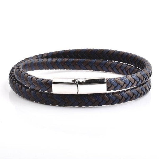 West Coast Jewelry West Coast Jewelry - Men's Blue and Brown Leather Bracelet