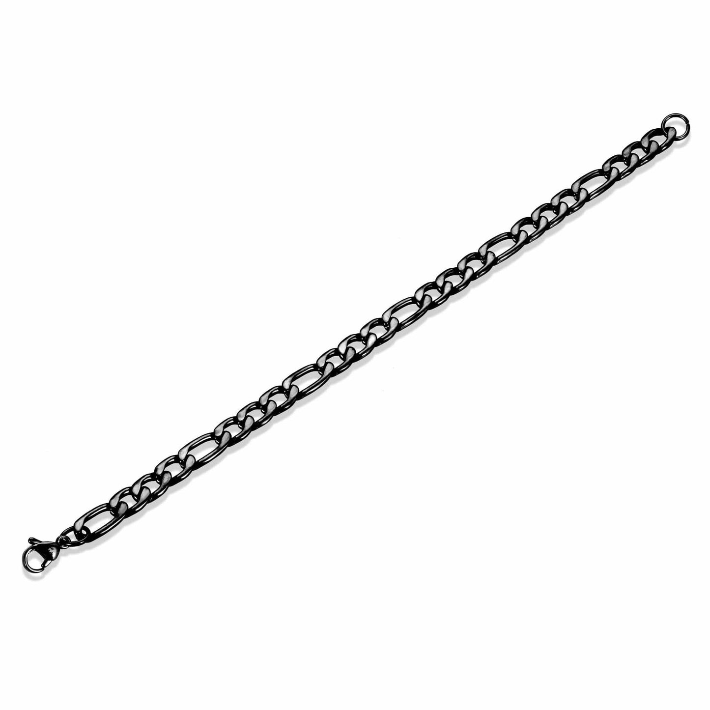 West Coast Jewelry West Coast Jewelry - Men's Polished Figaro Steel Chain Bracelet: Black