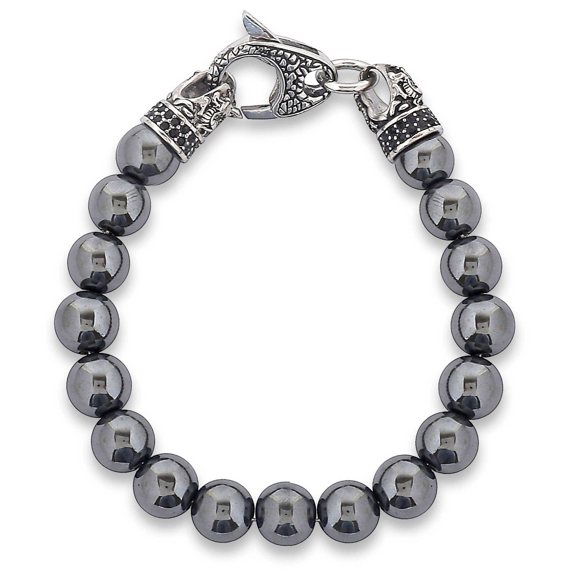 West Coast Jewelry West Coast Jewelry - Natural Stone Bead Antiqued Steel Clasp Bracelet: Onyx