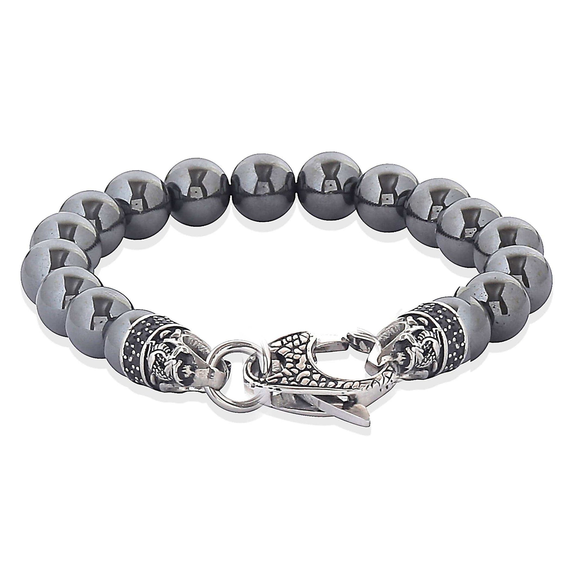 West Coast Jewelry West Coast Jewelry - Natural Stone Bead Antiqued Steel Clasp Bracelet: Onyx