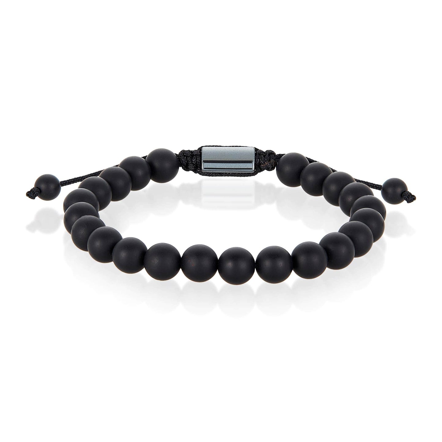 West Coast Jewelry West Coast Jewelry - Natural Stone Beaded Adjustable Shocker Tie Bracelet (8mm): Onyx