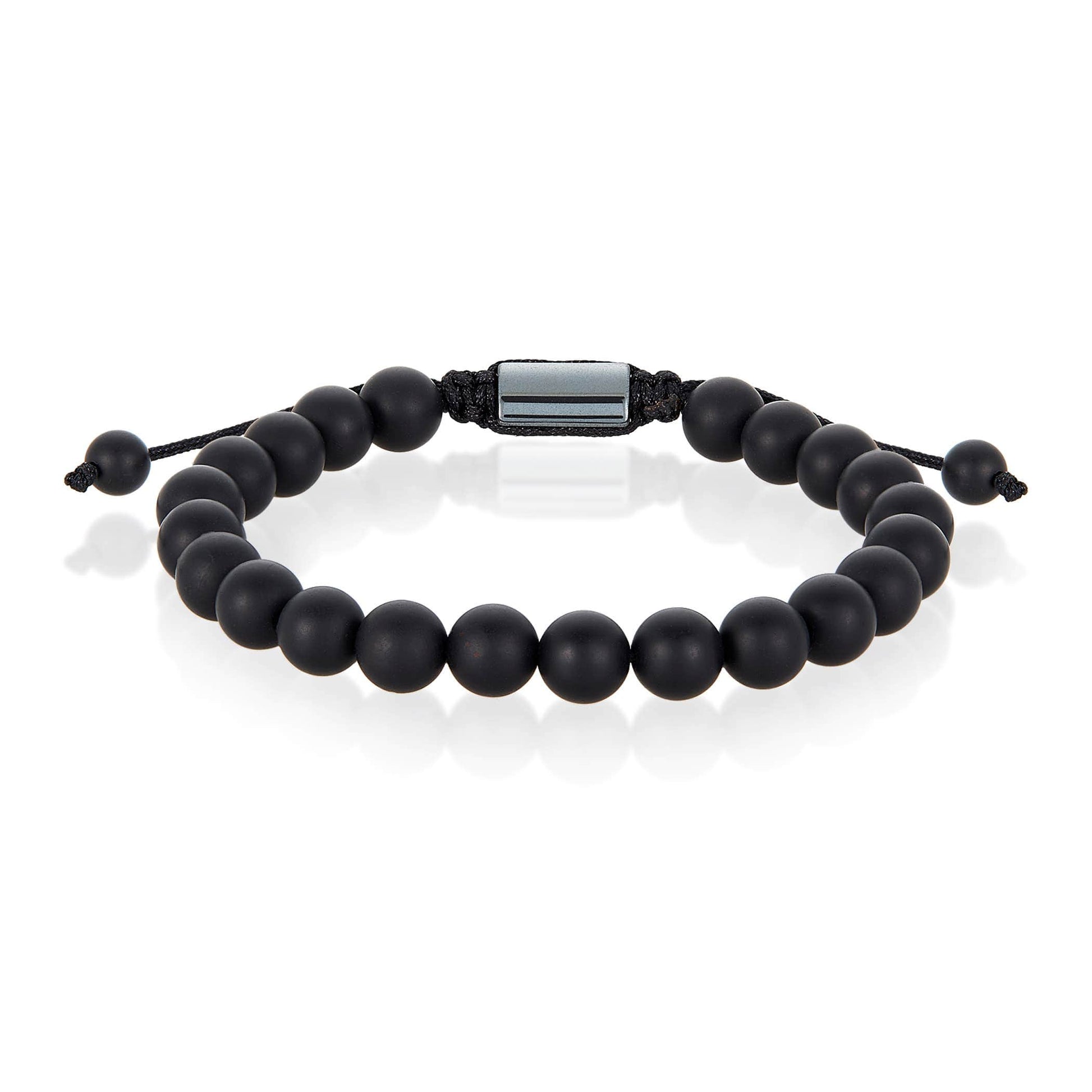 West Coast Jewelry West Coast Jewelry - Natural Stone Beaded Adjustable Shocker Tie Bracelet (8mm): Onyx