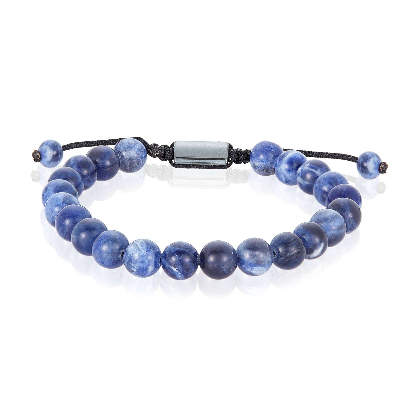 West Coast Jewelry West Coast Jewelry - Natural Stone Beaded Adjustable Shocker Tie Bracelet (8mm): Onyx