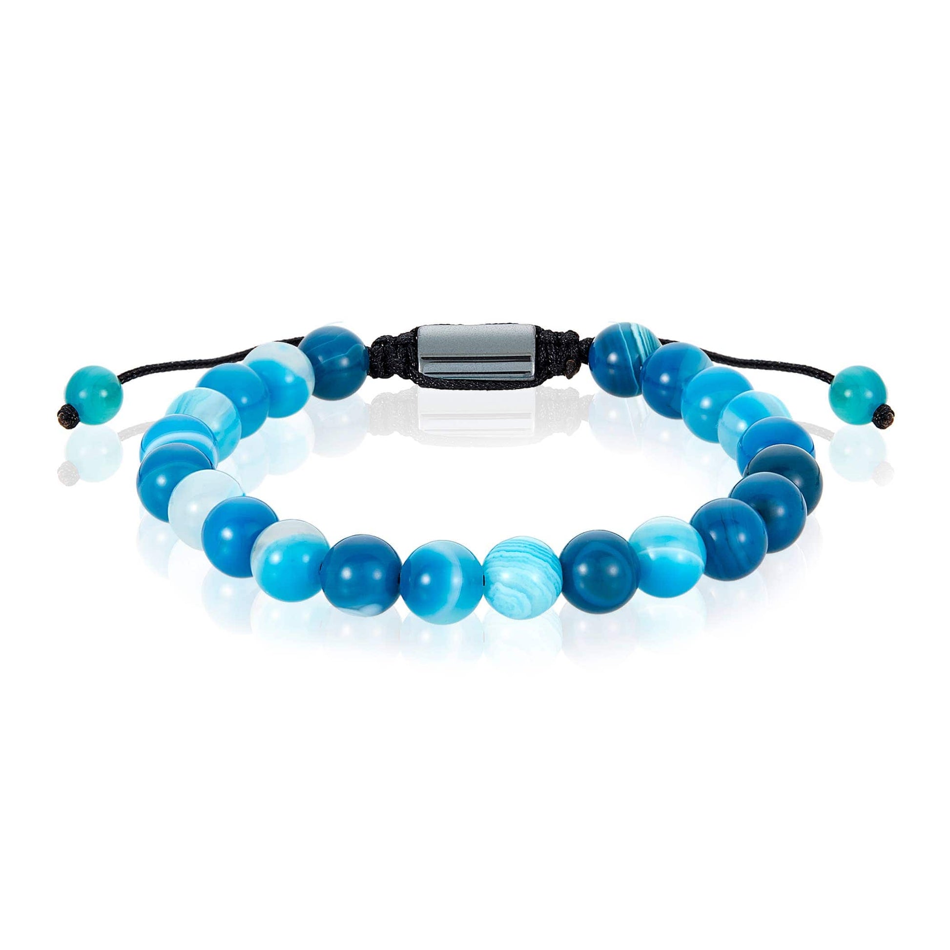 West Coast Jewelry West Coast Jewelry - Natural Stone Beaded Adjustable Shocker Tie Bracelet (8mm): Onyx