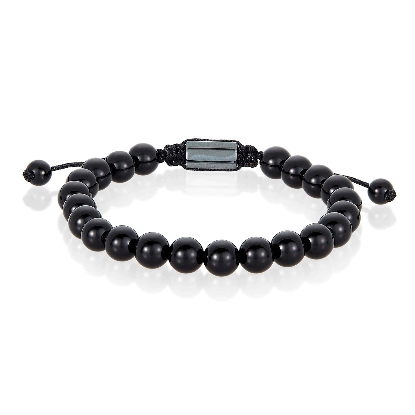 West Coast Jewelry West Coast Jewelry - Natural Stone Beaded Adjustable Shocker Tie Bracelet (8mm): Onyx