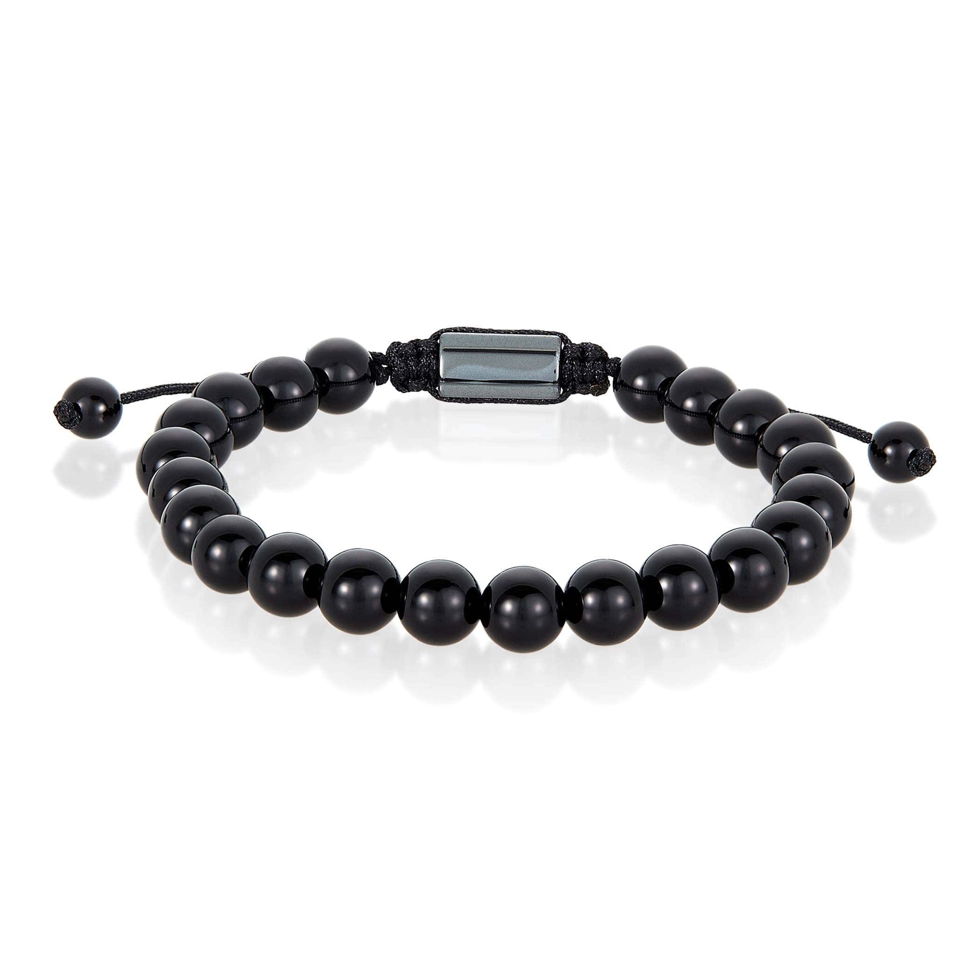 West Coast Jewelry West Coast Jewelry - Natural Stone Beaded Adjustable Shocker Tie Bracelet (8mm): Onyx