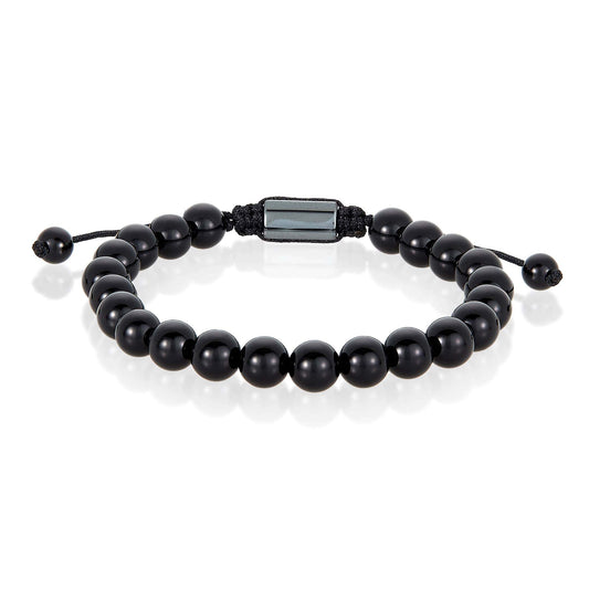 West Coast Jewelry West Coast Jewelry - Natural Stone Beaded Adjustable Shocker Tie Bracelet (8mm): Onyx
