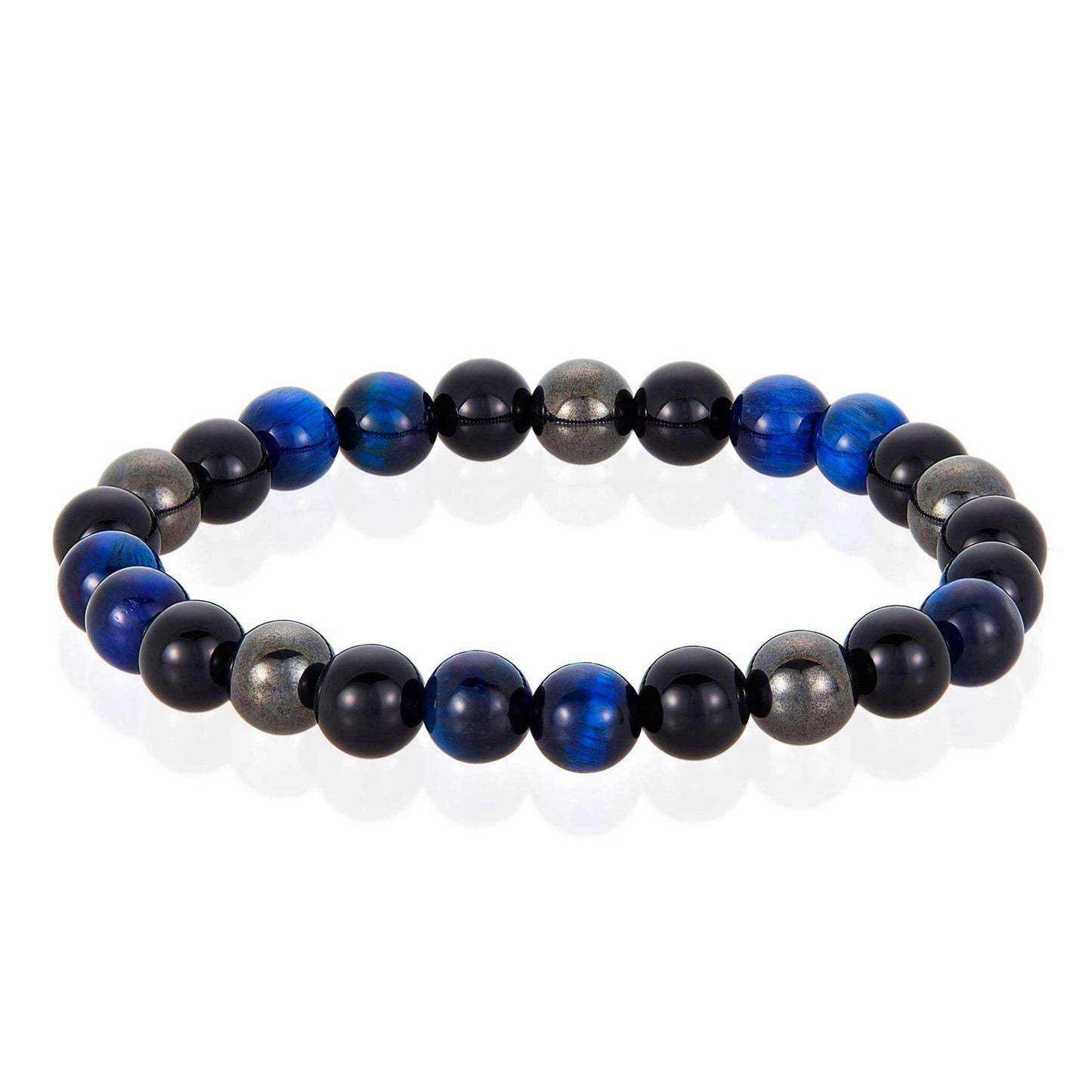 West Coast Jewelry West Coast Jewelry - Natural Stone, Onyx, Hematite Bead Stretch Bracelet (8mm): Green Tiger Eye