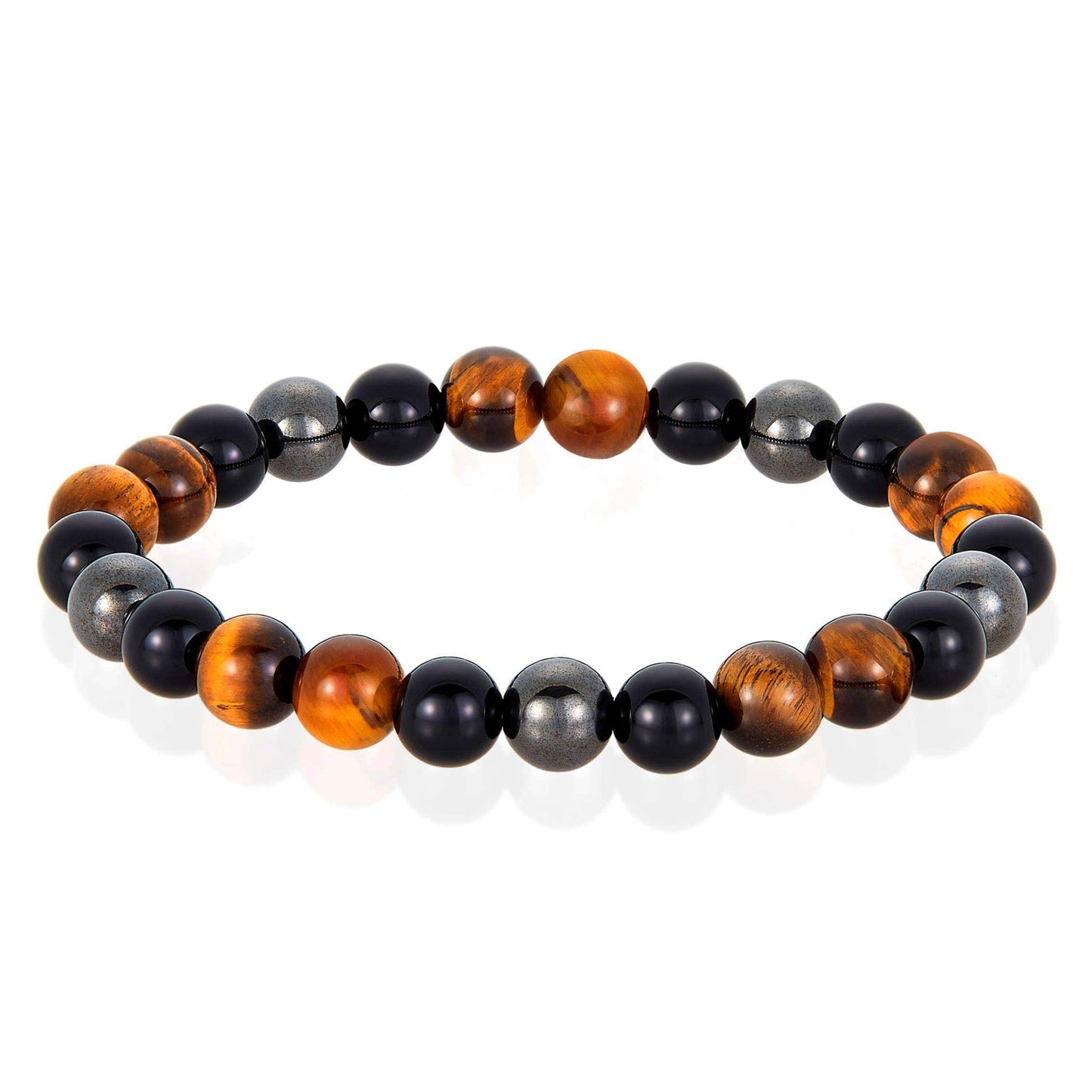 West Coast Jewelry West Coast Jewelry - Natural Stone, Onyx, Hematite Bead Stretch Bracelet (8mm): Green Tiger Eye