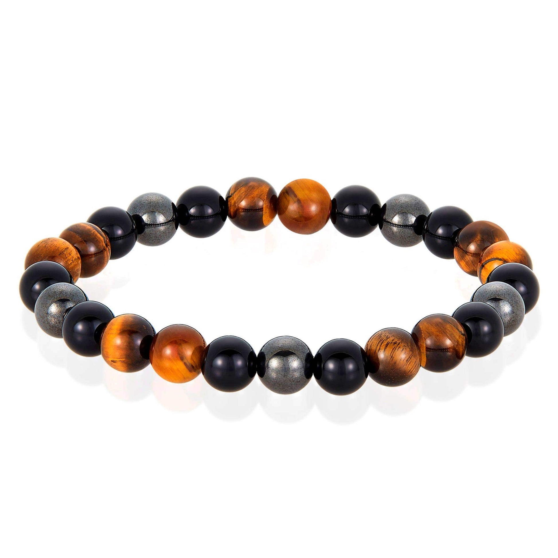 West Coast Jewelry West Coast Jewelry - Natural Stone, Onyx, Hematite Bead Stretch Bracelet (8mm): Green Tiger Eye