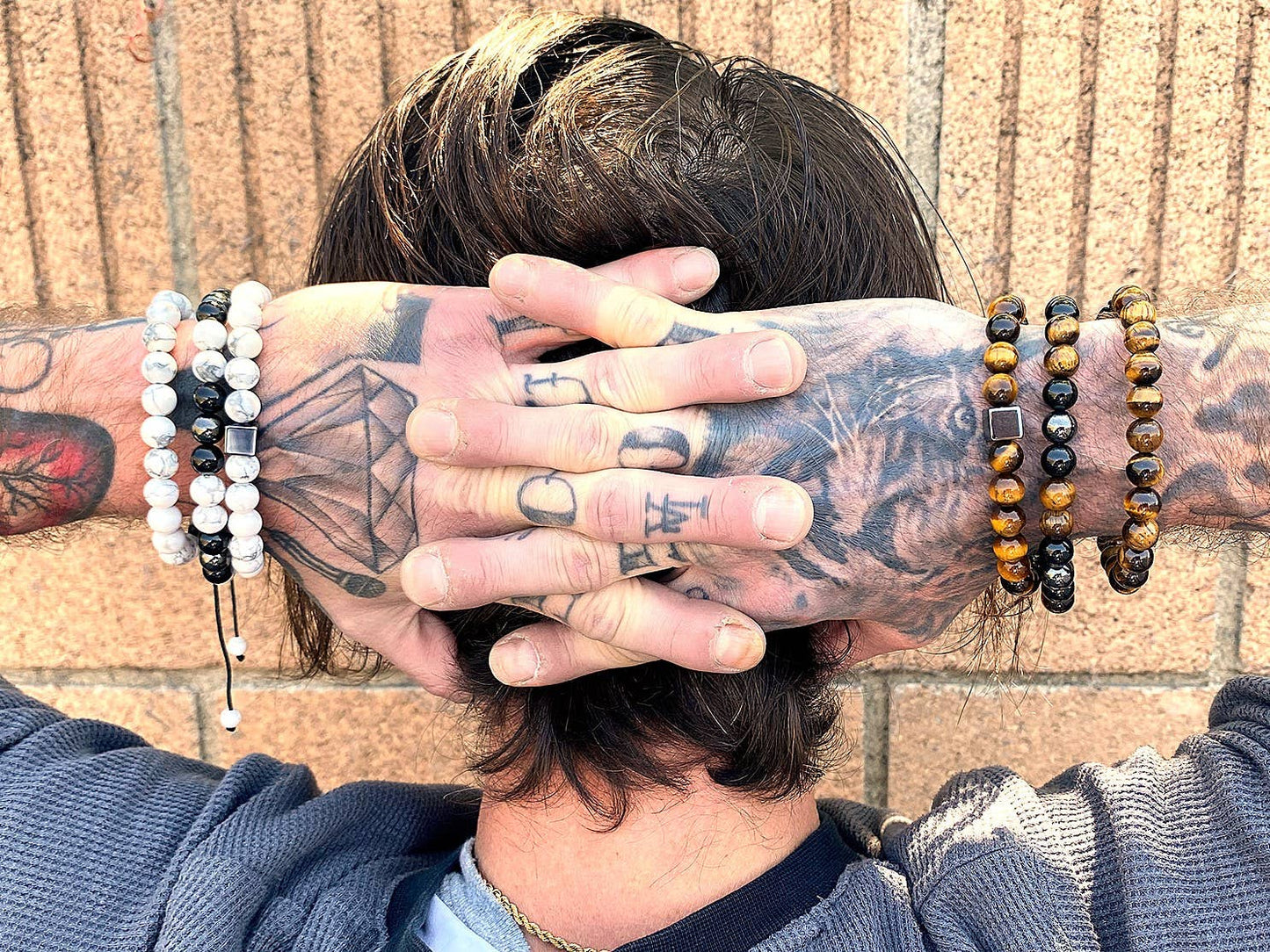 West Coast Jewelry West Coast Jewelry - Natural Stone, Onyx, Hematite Bead Stretch Bracelet (8mm): Green Tiger Eye