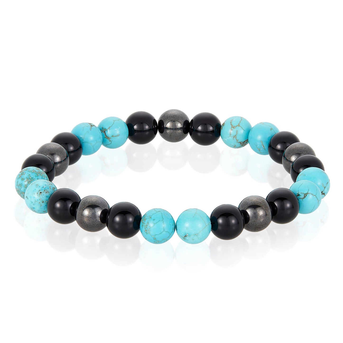 West Coast Jewelry West Coast Jewelry - Natural Stone, Onyx, Hematite Bead Stretch Bracelet (8mm): Green Tiger Eye