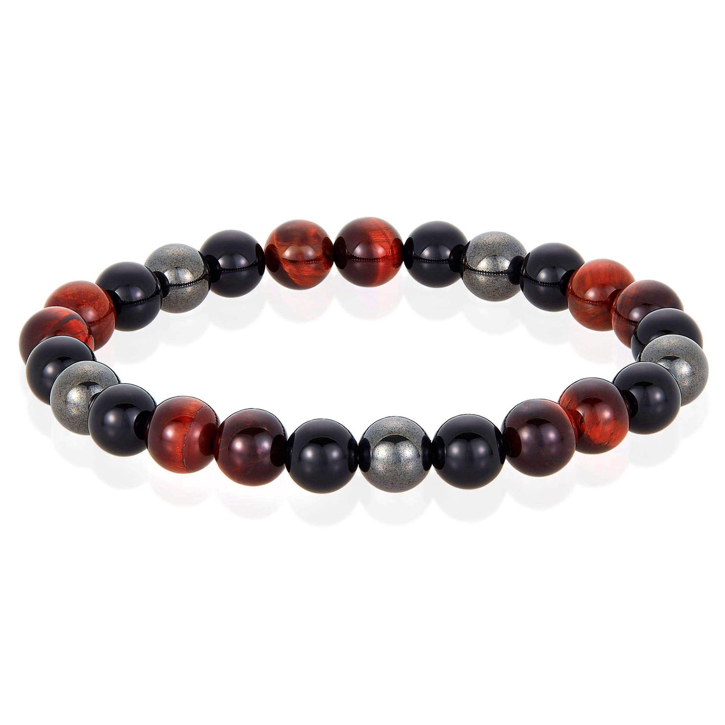 West Coast Jewelry West Coast Jewelry - Natural Stone, Onyx, Hematite Bead Stretch Bracelet (8mm): Green Tiger Eye