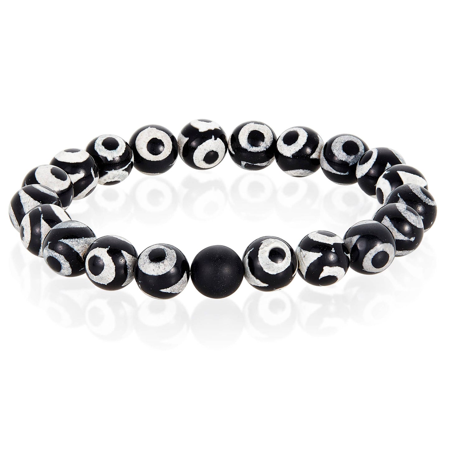 West Coast Jewelry West Coast Jewelry - Natural Stone with Matte Onyx Beaded Stretch Bracelet (10mm): Druzy Agate