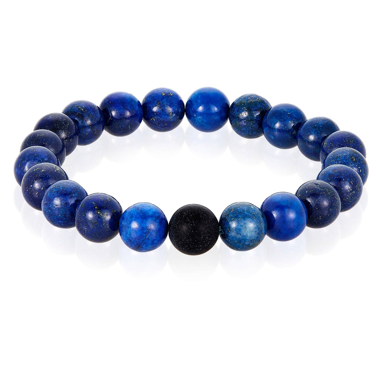 West Coast Jewelry West Coast Jewelry - Natural Stone with Matte Onyx Beaded Stretch Bracelet (10mm): Druzy Agate