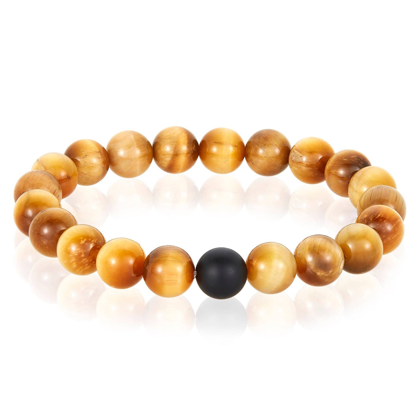 West Coast Jewelry West Coast Jewelry - Natural Stone with Matte Onyx Beaded Stretch Bracelet (10mm): Druzy Agate