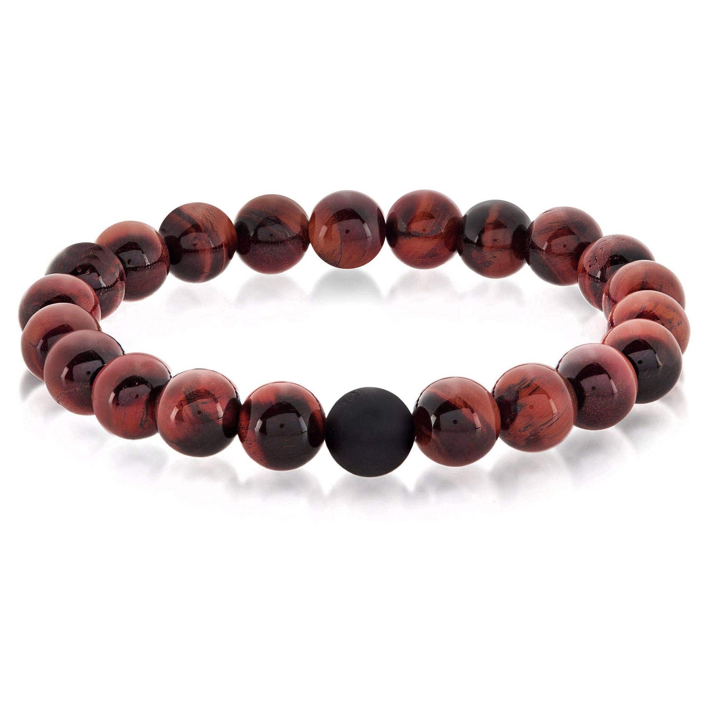 West Coast Jewelry West Coast Jewelry - Natural Stone with Matte Onyx Beaded Stretch Bracelet (10mm): Druzy Agate