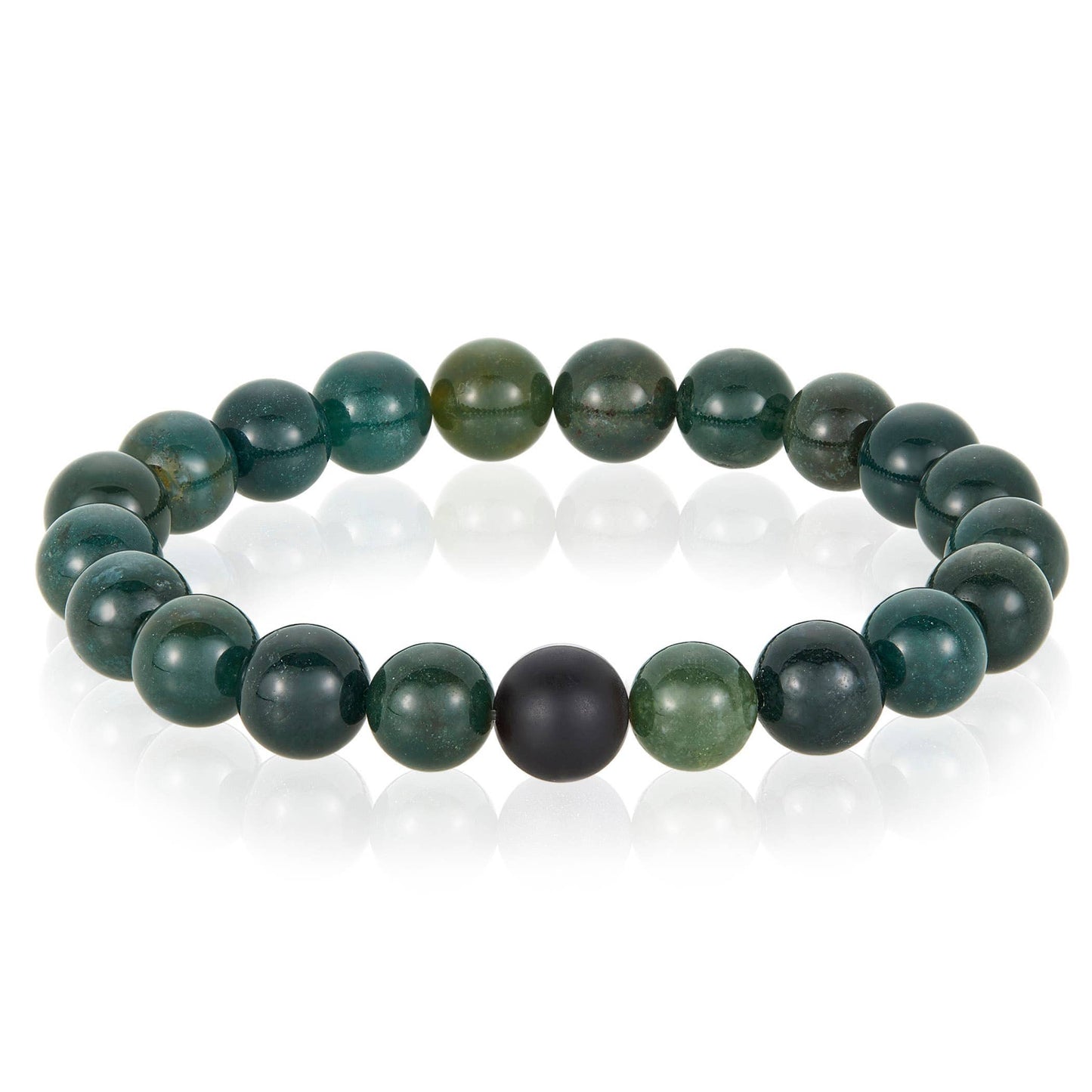 West Coast Jewelry West Coast Jewelry - Natural Stone with Matte Onyx Beaded Stretch Bracelet (10mm): Druzy Agate