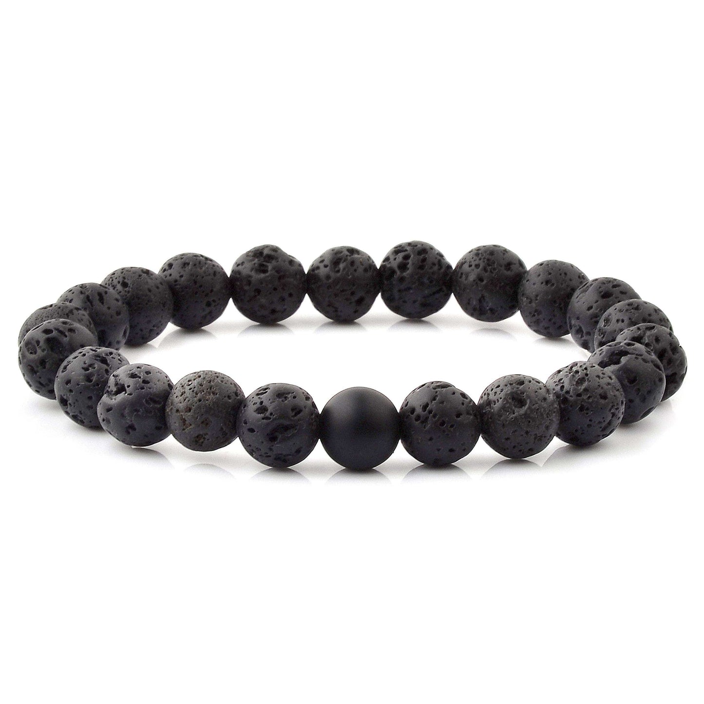 West Coast Jewelry West Coast Jewelry - Natural Stone with Matte Onyx Beaded Stretch Bracelet (10mm): Druzy Agate