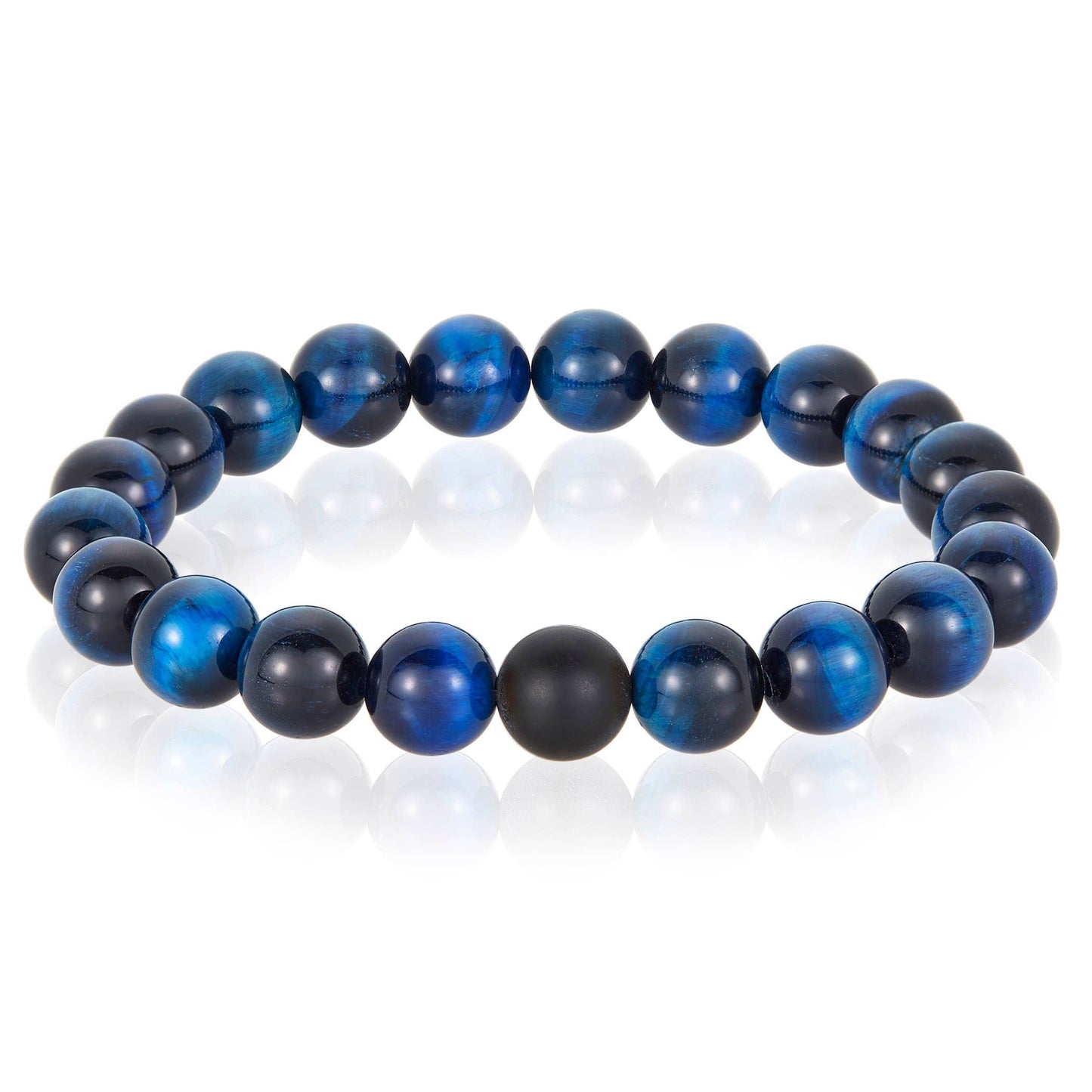 West Coast Jewelry West Coast Jewelry - Natural Stone with Matte Onyx Beaded Stretch Bracelet (10mm): Druzy Agate