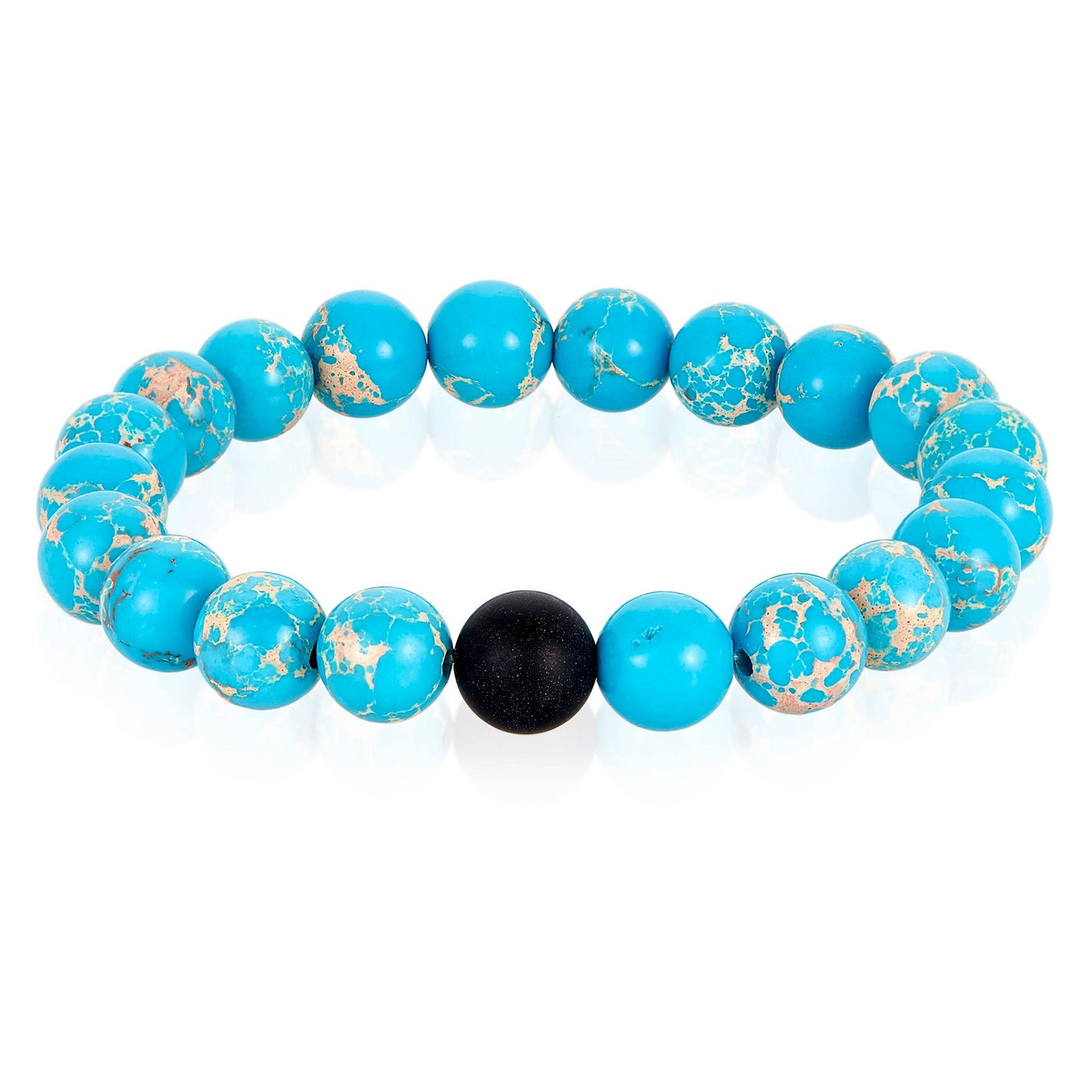 West Coast Jewelry West Coast Jewelry - Natural Stone with Matte Onyx Beaded Stretch Bracelet (10mm): Druzy Agate