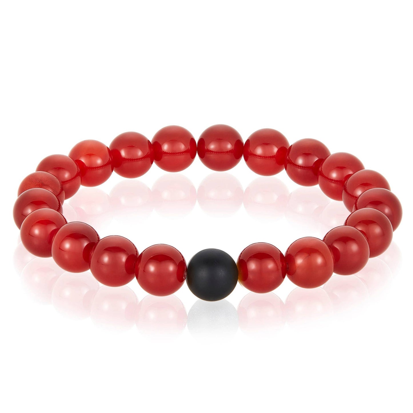 West Coast Jewelry West Coast Jewelry - Natural Stone with Matte Onyx Beaded Stretch Bracelet (10mm): Druzy Agate