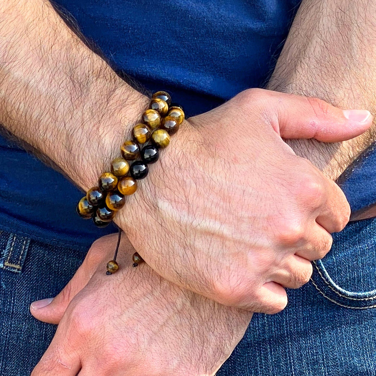 West Coast Jewelry West Coast Jewelry - Polished Natural Stone Bead Adjustable Bracelet: White
