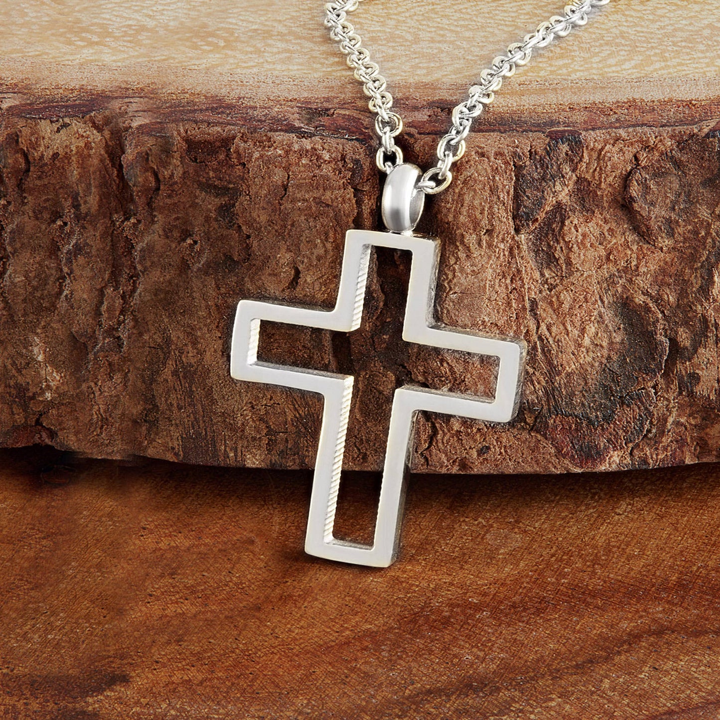 West Coast Jewelry West Coast Jewelry - Polished Open Cross Stainless Steel Pendant: Silver
